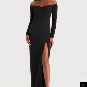 Lulu’s Classic Allure Black Off-the-Shoulder Long Sleeve Maxi Dress